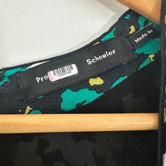 Proenza Schouler Floral Knot Dress Black Yellow Green Side Slits Size 0‎ - Picture 11 of 12